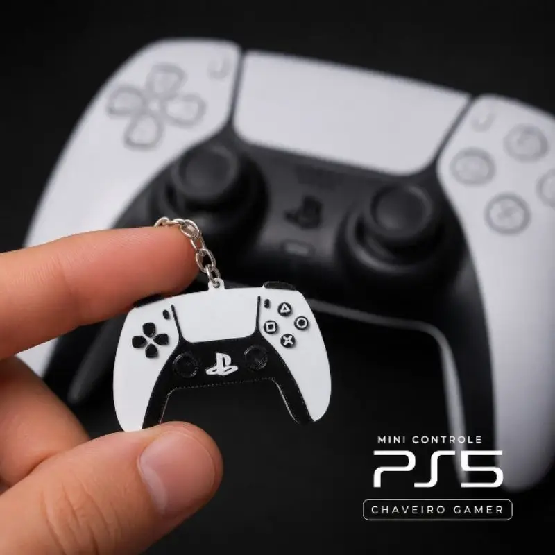 Chaveiro Mini Controle PS5 Gamer Geek Presente Para Fãs de Games